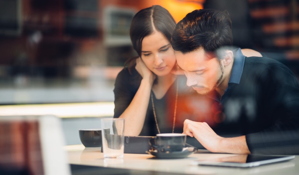 Couple in a cafe